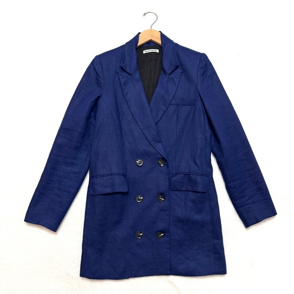 Reformation M Blue Maxwell 100% Linen
Blazer Dress Tuxedo Double Breast Jacket - Picture 7 of 9